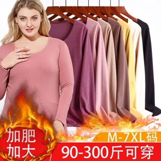 L-4XL 大尺碼上衣 德絨保暖內衣女 秋冬內搭衣 恆溫自發熱上衣 打底衫 內搭 長袖上衣 睡衣
