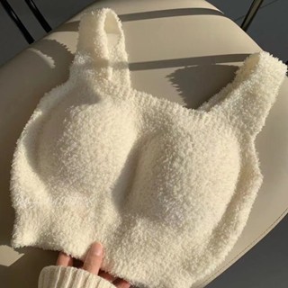 羊羔毛小可愛💗現貨💗短版背心小可愛 毛絨絨 羊羔毛小可愛 保暖又性感 罩杯背心 R&A Clothes