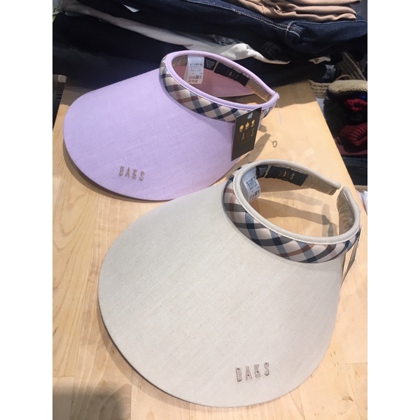 🇯🇵日本製 現貨 DAKS 遮陽帽 米色 淡紫色 防紫外線 抗UV 高爾夫球帽 空頂帽 無頂帽 戶外 運動 春夏 英倫