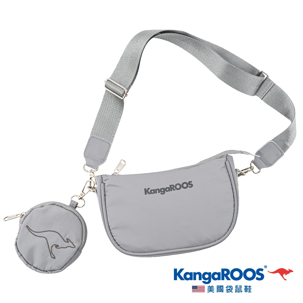 【KangaROOS 美國袋鼠鞋】中性 男女款 多功能側背包 小包 隨身小包 (星空灰-KA32685)