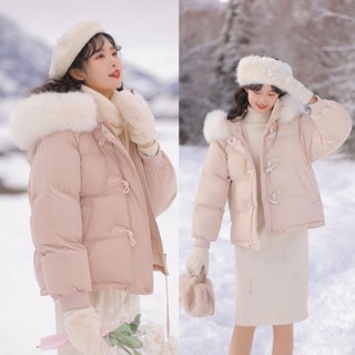 【熱賣羽絨服】2022新款牛角扣設計感羽絨棉服外套小個子短款棉衣棉襖女秋冬