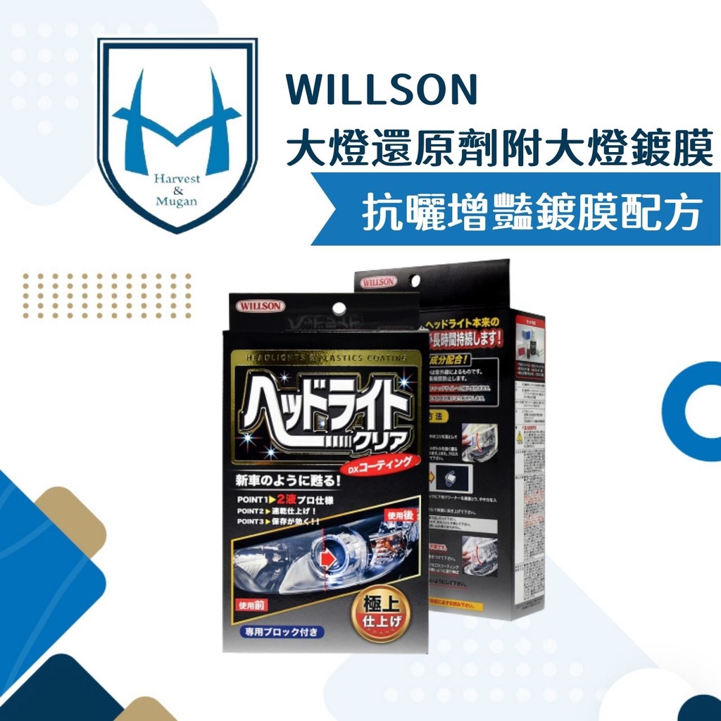 日本WILLSON 大燈還原劑 防泛黃抗UV配方 抗曬增豔鍍膜 改善汽機車尾燈方向燈霧 車頭燈拋亮修復劑 燈殼還原劑