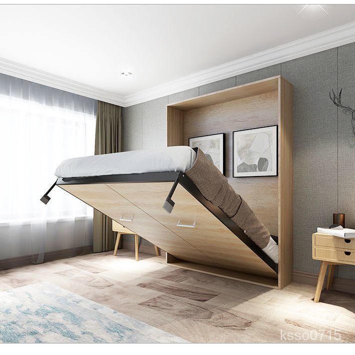 隱形床五金新款多功能傢用掛墻可折疊壁掛式衣櫃一體隱藏式午睡 TD2U