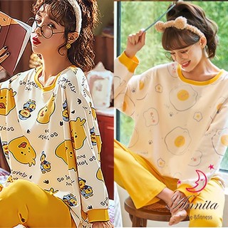 HaRu Star 可愛童趣 棉質兩件式居家服女睡衣(長袖睡衣/女睡衣居家服/兩件式睡衣/棉質睡衣/中大尺碼)