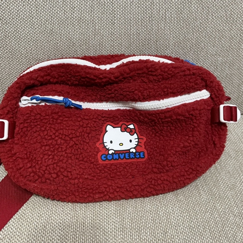 二手尋有緣人 特價 出清 Converse 腰包 Hello Kitty X Hip Pack 紅色包 毛毛包 絨毛包