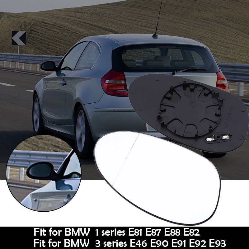 BMW #Ready Stock#汽車後視鏡玻璃加熱鏡片白色適用於寶馬 E81 E87 E88 E82 E46 E90