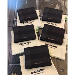 Limit精品✔️Burberry 經典黑灰色格紋設計 搭配立體鐵牌字母設計 男生 男款 短夾 卡夾 無盒