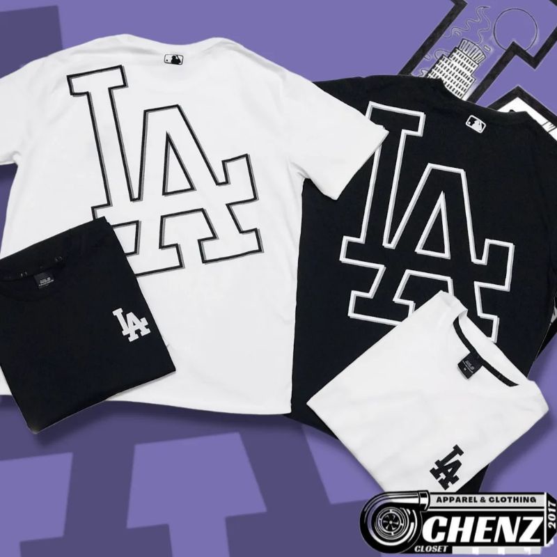 47 Brand MLB LA Dodgers T-Shirt In Off White With Colour Blocked Infill  Logo for Men