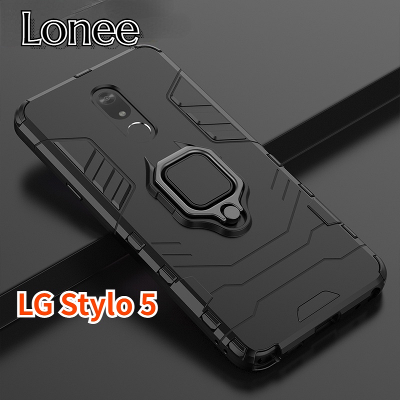 適用於 LG Stylo 5 Hard Armor 防震後蓋 2 合 1 外殼支架手機殼磁環蓋