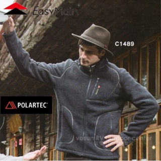 【EasyMain 衣力美】男款POLARTEC Classic 200輕量保暖撥水外套.高透氣防寒夾克_灰_C1489