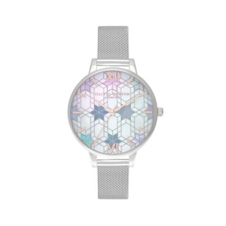 Olivia Burton ICE QUEEN 奇幻限量雪晶面鋼色米蘭編織腕錶-銀 34mm (OB16IQ01)