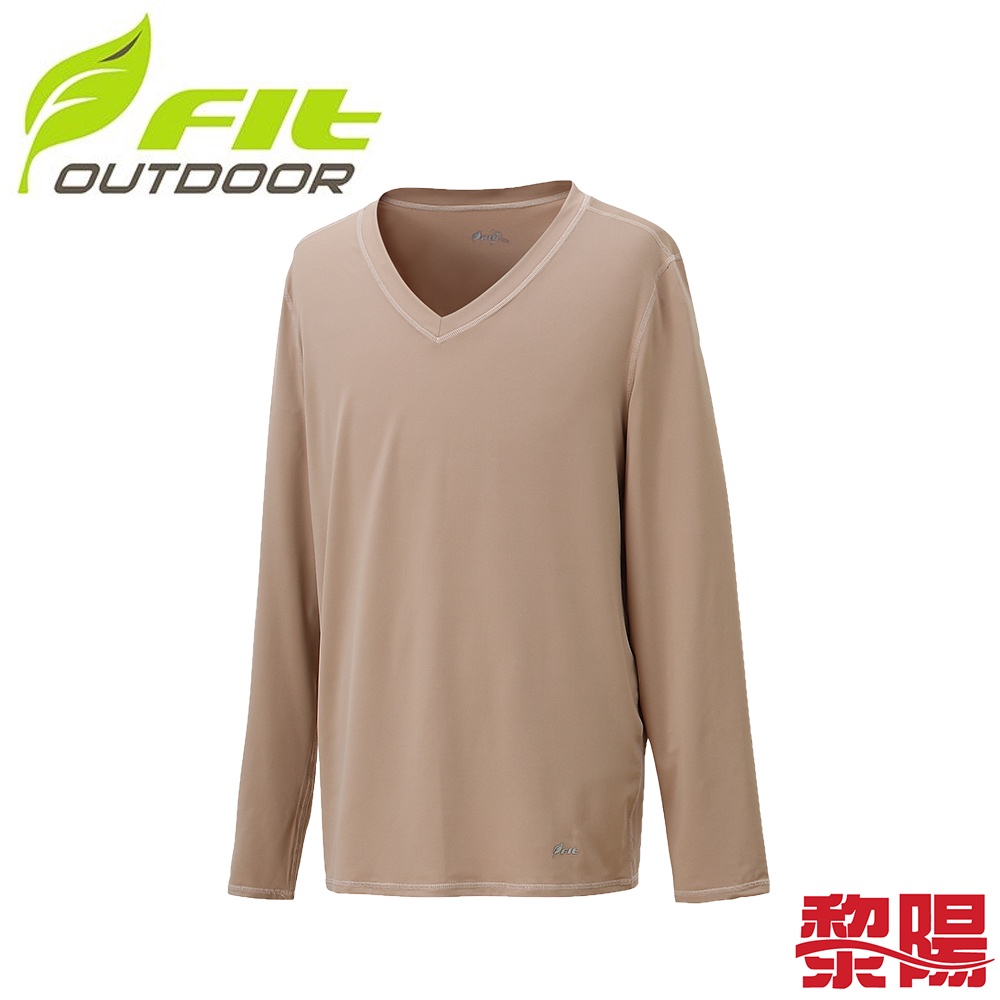 FIT 維特 EW1502 遠紅外線V領保暖內衣 男款 (淺駝) 內著/刷毛/蓄熱/透氣排汗/彈性 12FEW1502