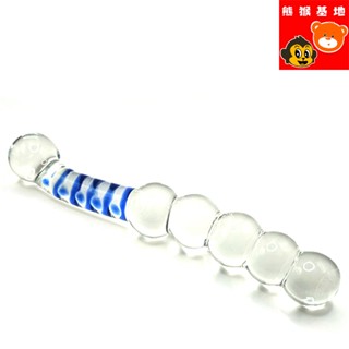 【毛毛蟲造型】 藍白色水晶玻璃拉珠 水晶玻璃拉珠 水晶玻璃肛塞 水晶拉珠 玻璃拉珠 水晶肛塞 玻璃肛塞 毛毛蟲肛塞