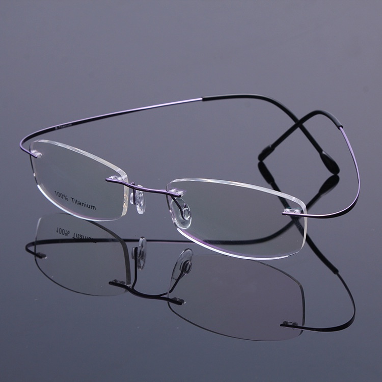 折扣大促銷男女商務近視眼鏡超輕純鈦無框眼鏡框批發進口B鈦方形無框眼鏡架