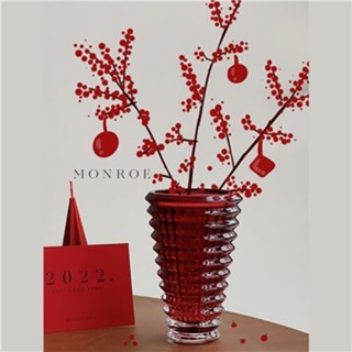monroe家居新年結婚婚房陪嫁喬遷水晶玻璃客廳插花紅色花瓶擺件