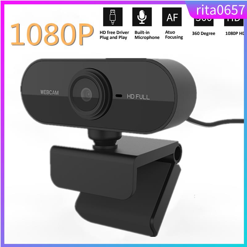 1080P USB Webcam with Built-in Microphone Rotating Cameras f