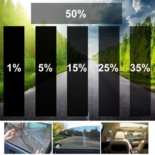 1卷 300x50cm 1% 5% 15%VLT 黑色汽車家用窗戶玻璃隔熱膜 側窗太陽防紫外線貼紙 車窗玻璃貼膜無膠水貼