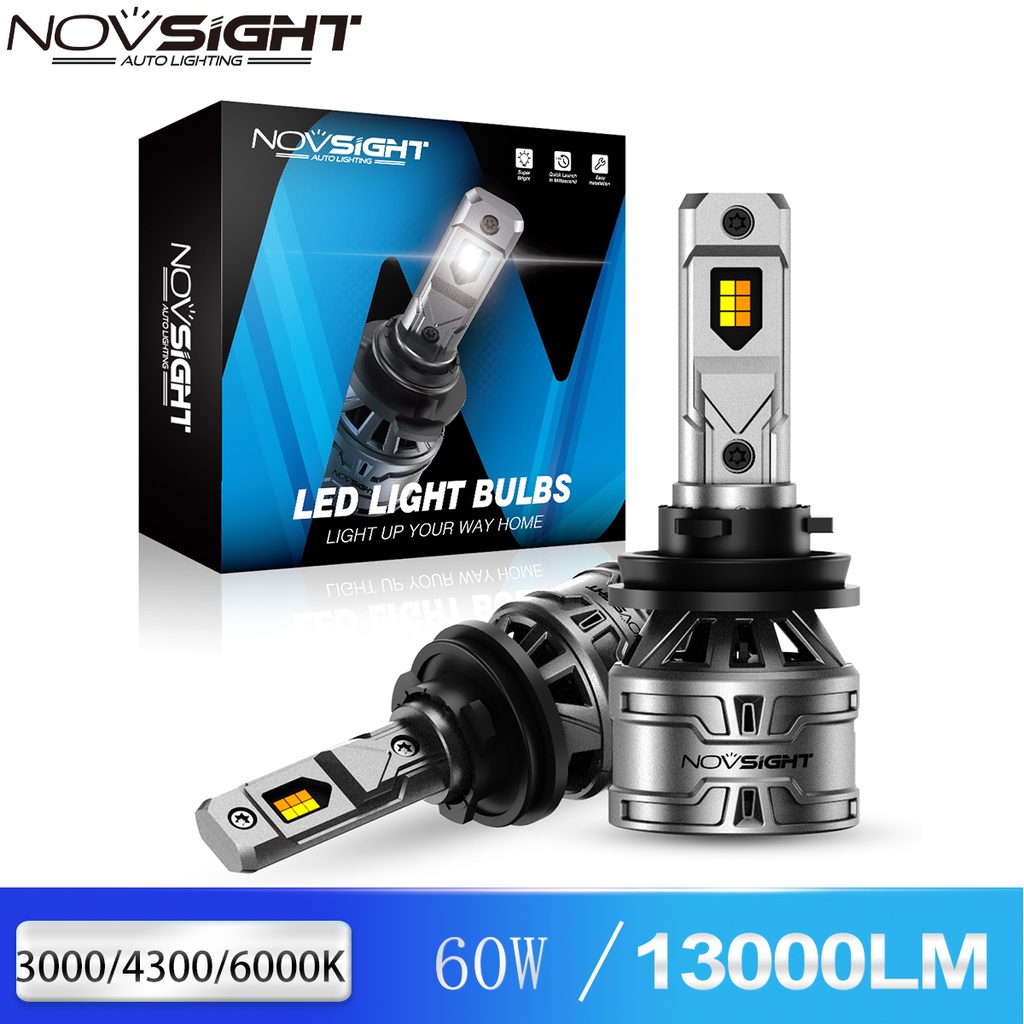 Novsight 2Pcs N61T H11 汽車 LED 大燈汽車大燈 3000K/4500K/6500K 3 色燈