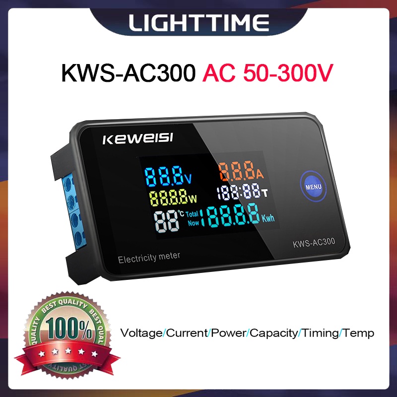 Ac300 數字電壓表 AC 50-300V 電壓 45-65Hz 功率電能表 LED 交流功率表 0-20/100A