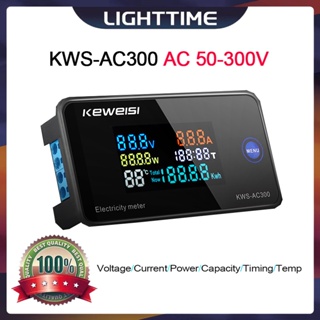 Ac300 數字電壓表 AC 50-300V 電壓 45-65Hz 功率電能表 LED 交流功率表 0-20/100A