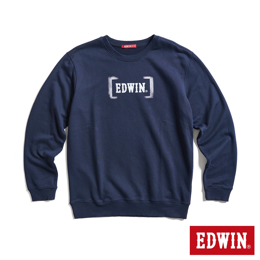 EDWIN 人氣復刻 噴漆LOGO厚長袖T恤(丈青色)-男款