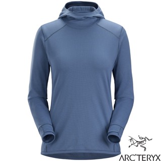 【ARCTERYX 始祖鳥】女新款 Motus 彈性連帽長袖排汗衣/T恤.底層衣.登山運動_月光藍_30100