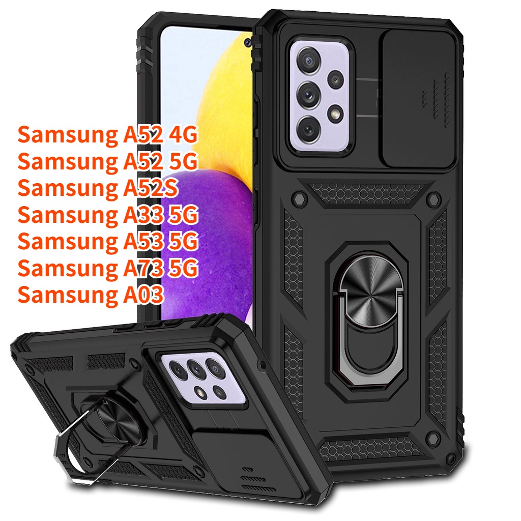 SAMSUNG 適用於三星 A73 A53 A33 三星 A52 A52S A03 三星手機殼推窗 2 合 1 鏡頭保護