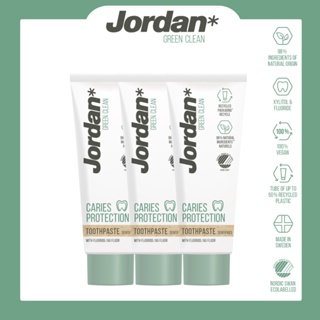 Jordan愛護地球環保牙膏-成人 Green Clean 多件3入 天然 素食牙膏 含氟牙膏 環保牙膏 減塑 塑料再製