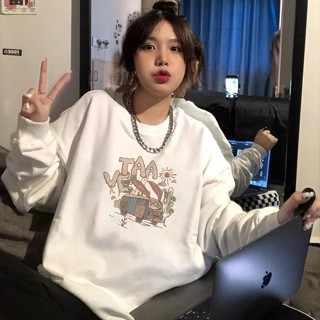 CHAOO 大學t 長袖上衣 大學t 長袖 美式復古上衣 ins 風衣服 oversize 大學t 設計款上衣 上衣女