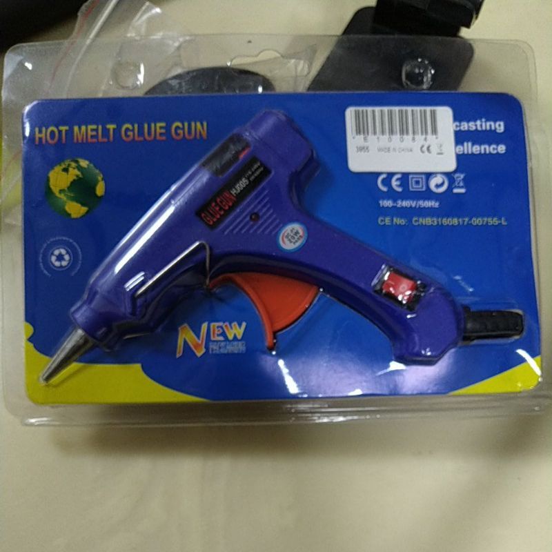 T&amp;H 20W熱熔膠槍 熱溶膠棒機 多功能家用工業DIY膠槍 帶開關按鈕 藍色 歐規 HJ005