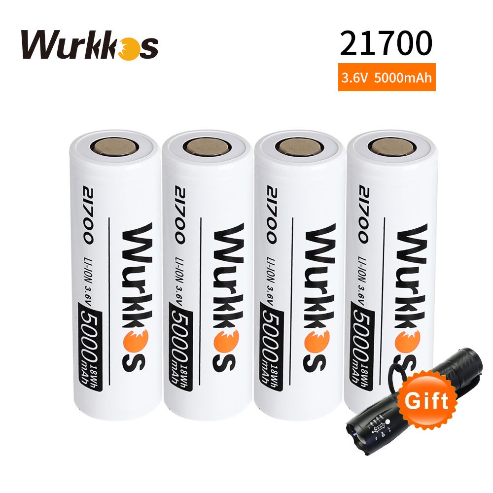 2pc Wurkkos 3.7V 21700 可充電電池 5000mAh 動力電池 21700(帶 SM11 手電筒)
