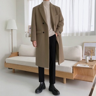 經典英倫風毛料大衣男士韓系冬季外套中長款加厚風衣