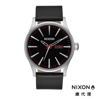 NIXON SENTRY 極簡復刻 黑 銀紅刻 黑錶 皮錶帶 男錶 女錶 手錶 A105-000