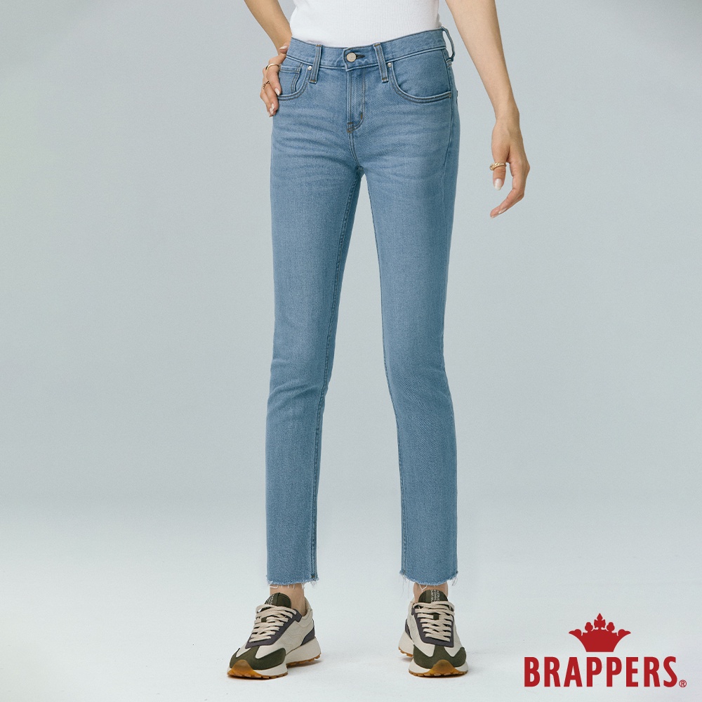 BRAPPERS 女款 環保再生棉系列-中腰彈性小直筒九分褲-淺藍