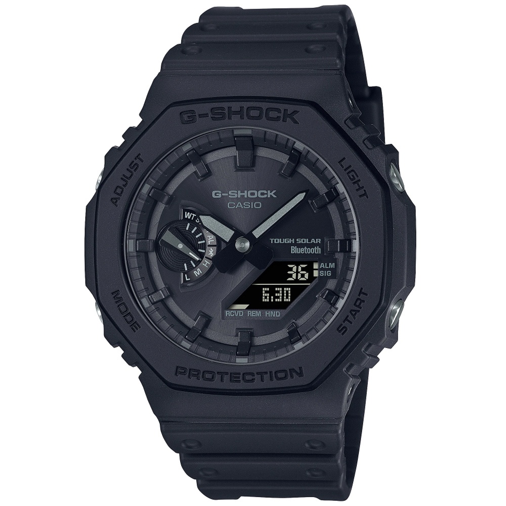 CASIO 卡西歐 G-SHOCK 酷黑八角太陽能藍牙連線功能性腕錶 45.4mm (GA-B2100-1A1)