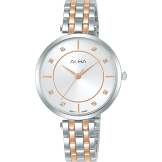 ALBA 雅柏 簡約優雅風晶鑽女錶-玫瑰金x銀 32mm ( ARX078X1 / Y121-X160KS )