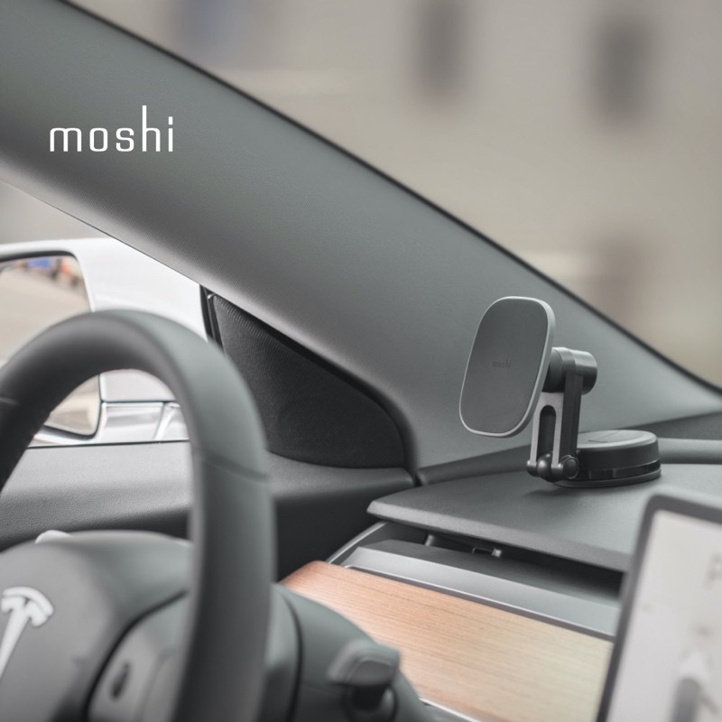 「二手」Moshi原廠現貨SnapTo磁吸無線充電手機車用支架(萬用型)黑