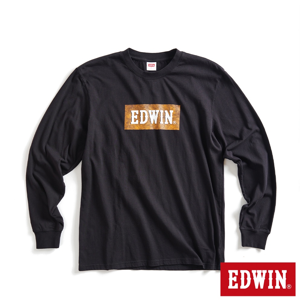 EDWIN 網路獨家 仿舊經典LOGO長袖T恤(黑色)-男款