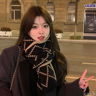 【熱銷免運】圍巾女生2022新款冬季雙面百搭高階感保暖加厚毛線針織格子圍脖潮加厚高質感保暖圍巾 男生圍巾 女生圍巾 仿羊