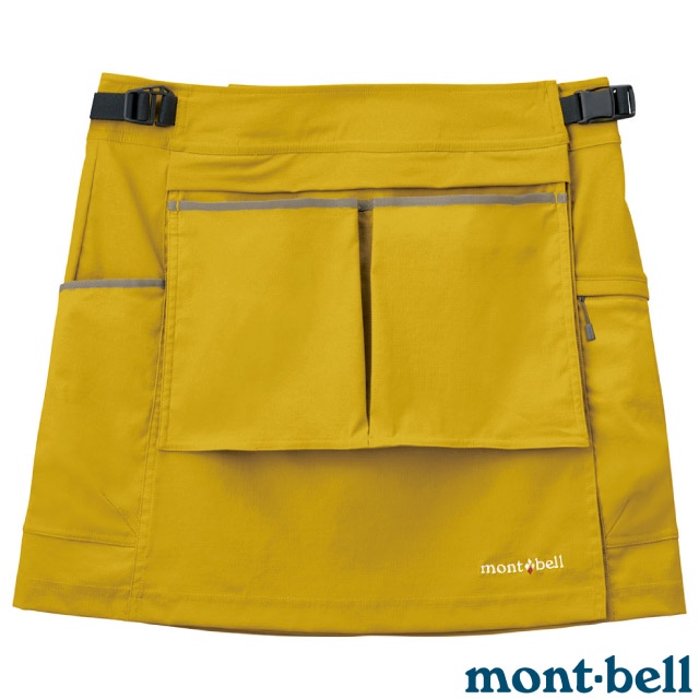 【MONT-BELL】女 FIELD WRAP APRON SHORT 兩用工作圍裙.休閒短裙_油黃_1132105