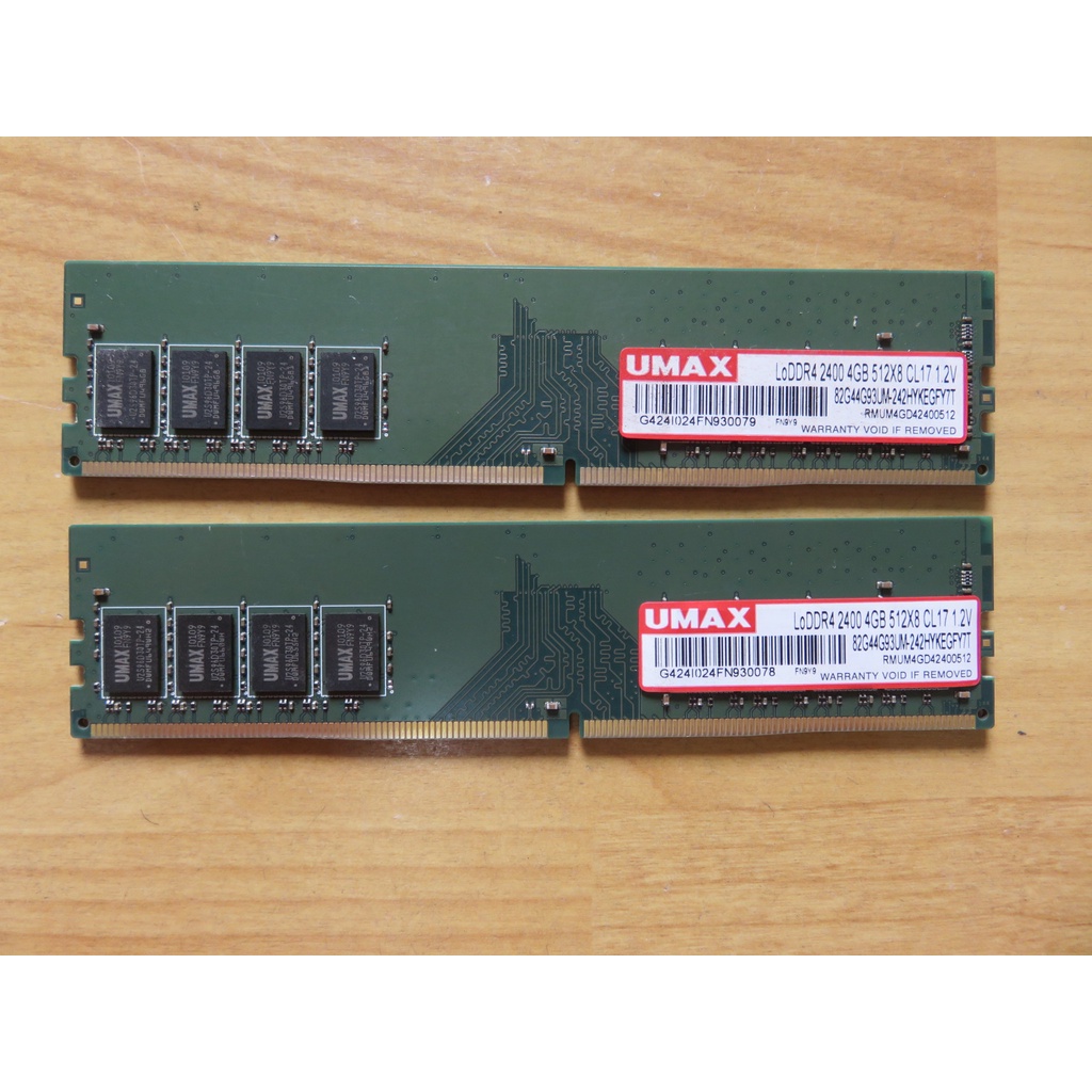 D.桌上型電腦記憶體-UMAX力晶 DDR4-2400 雙通道4GB *2共8GB 不分售 直購價620