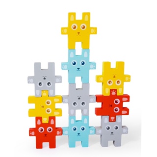 兔子疊疊樂玩具遊戲 I 現貨 兒童桌遊 兒童益智通關 色彩認知 手眼協調平衡遊戲 親子互動玩具 木製玩具 桌遊
