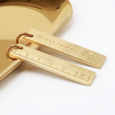 6cm小銅尺 金屬直尺子 純黃銅 鑰匙牌 掛件 3mm加厚 鑰匙扣 送禮 B130