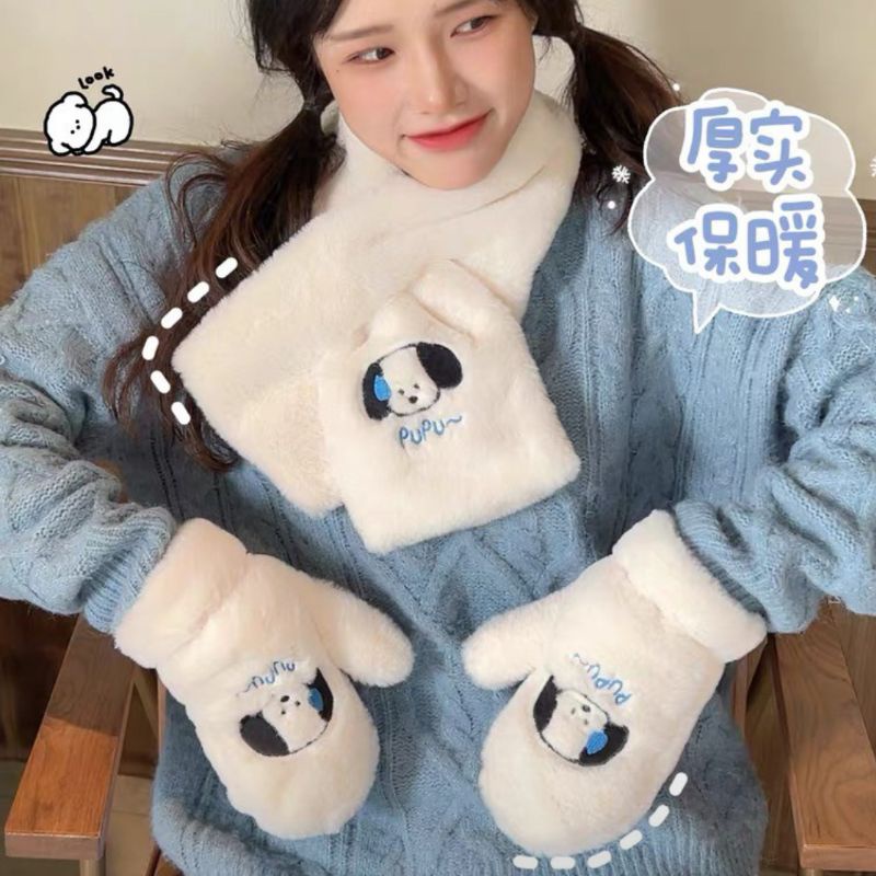 🤍雙雙入對圍巾🤍冬天保溫保暖溫暖圍巾圍脖可愛INS風韓系手套羊羔毛雙層手套