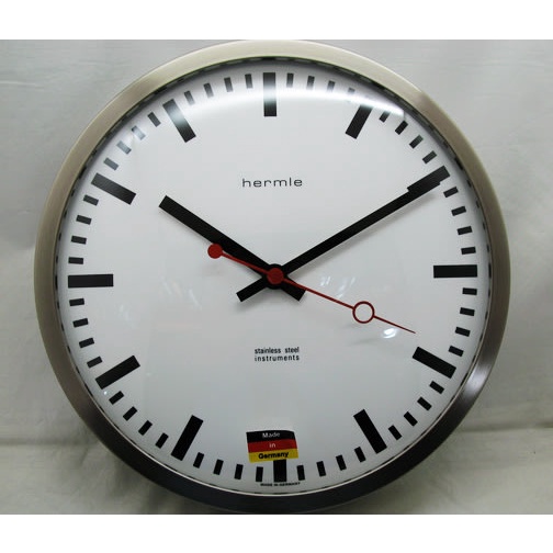 HERMLE CLOCK德國進口鋁框白面黑色刻劃靜音兩針簡約瑞士國鐵掛鐘 型號：30471_002100【神梭鐘錶