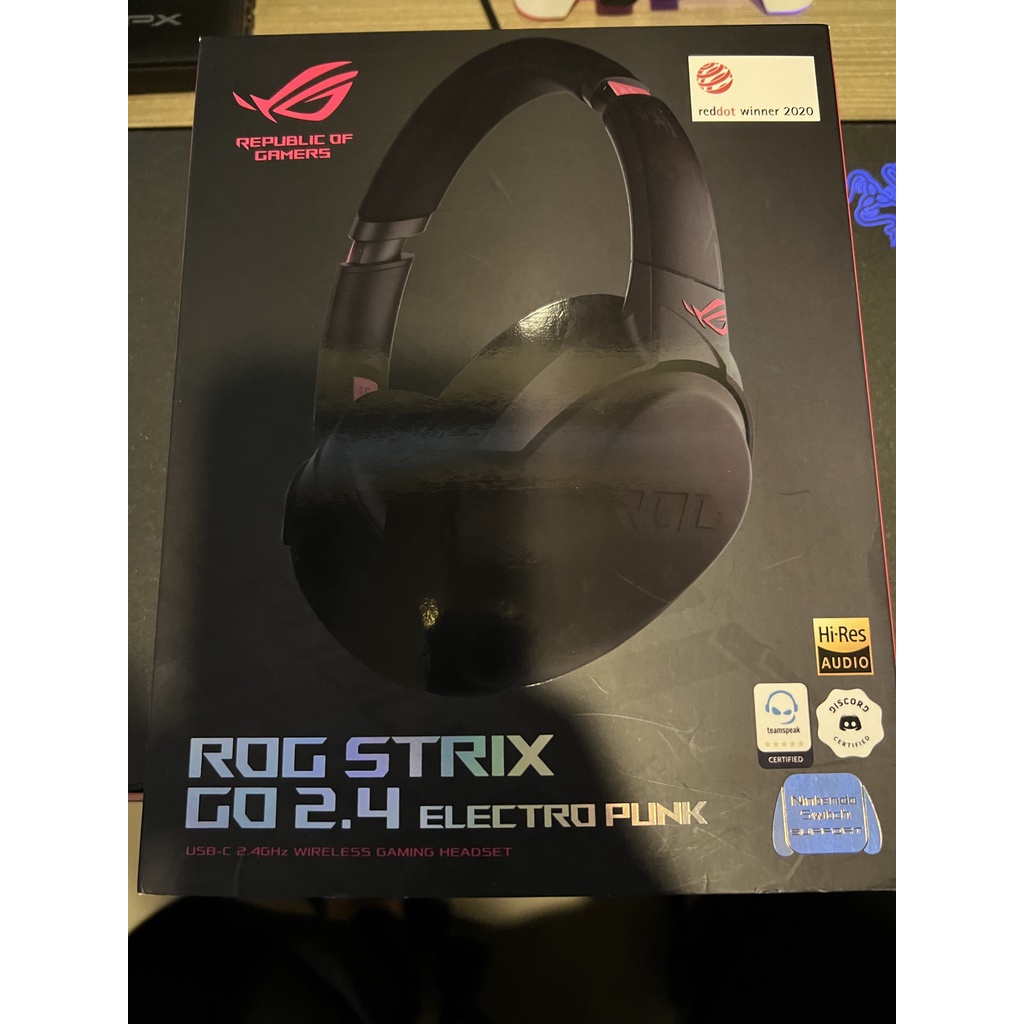 ASUS 華碩 ROG STRIX GO 2.4 Electro Punk 無線電競耳機-電馭粉