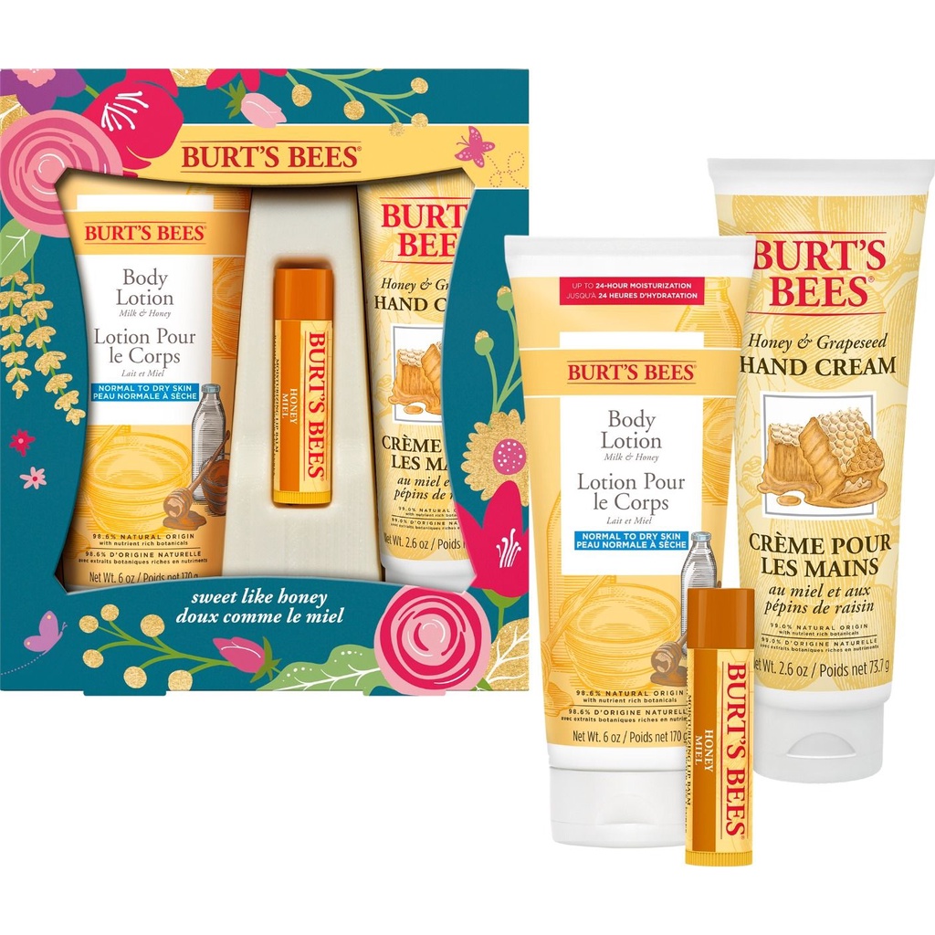 (免運)美國帶回 交換禮物首選 Burts Bees Sweet Like Honey 蜜蜂爺爺乳液唇膏護手乳三件組禮盒