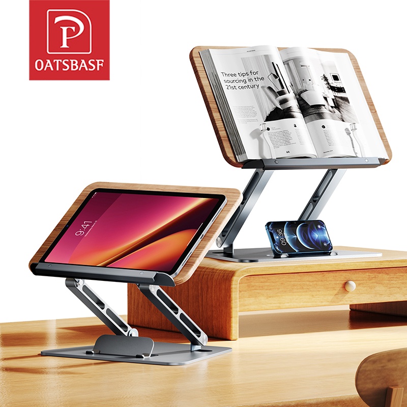 Oatsbasf L12 木製筆電支架可調節垂直閱讀書架