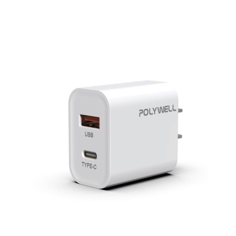 ✨星星文具✨寶利威爾 POLYWELL PD 雙孔快充頭 20W 充電頭 豆腐充 Type-C 充電頭 快充