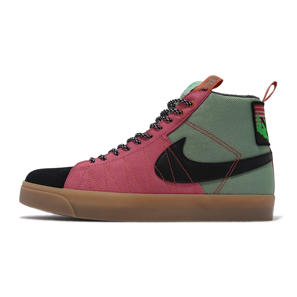 Nike 滑板鞋 SB Zoom Blazer Mid PRM 紅 綠 拼接設計 男女鞋【ACS】 DC8903-301
